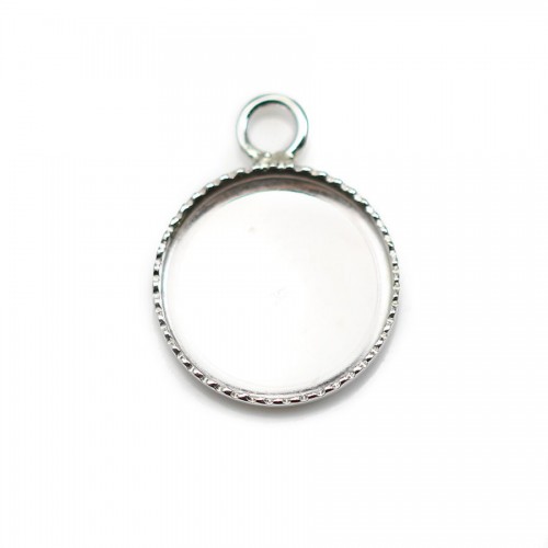 Pendentif en argent 925, avec serti pour cabochon rond de 12mm x 1pc