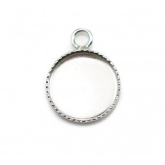 Pendentif en argent 925, avec serti pour cabochon rond de 12mm x 1pc