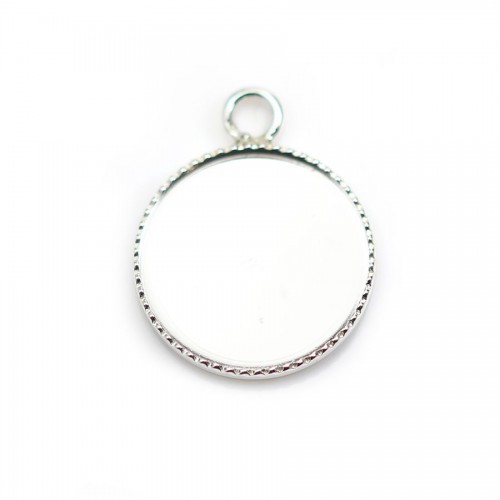 Pendant in 925 silver, with set for round cabochon of  14mm x 1pc