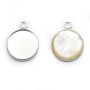Pendentif en argent 925, avec serti pour cabochon rond de 14mm x 1pc
