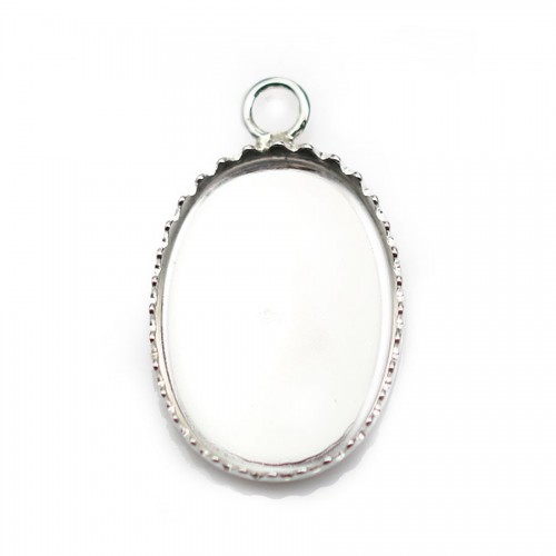 Pendentif serti en argent 925, pour cabochon de forme ovale, 13x18mm x 1pc