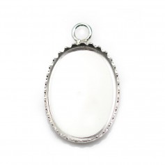 Pendentif serti en argent 925, pour cabochon de forme ovale, 13x18mm x 1pc