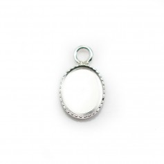 Pendentif serti en argent 925, pour cabochon de forme ovale, 8 * 10mm x 1pc