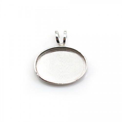 Pendentif serti en argent 925, pour cabochon de forme ovale, 10 * 14mm x 1pc