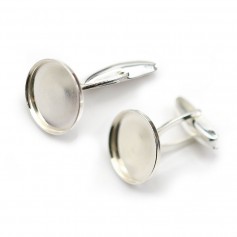 Bouton de manchette, en argent 925 pour cabochon rond de 16mm x 2pcs