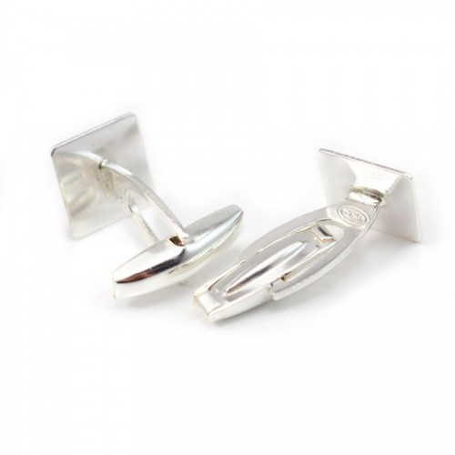 Cuff link squared for cabochon Sterling silver 925 ,12mm x 2pcs