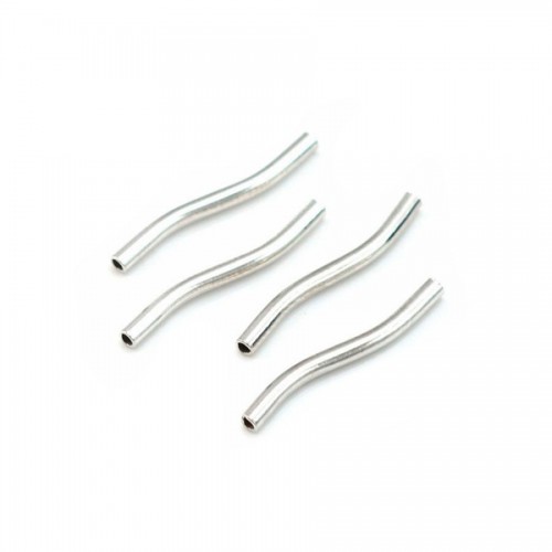 Tubes twistés, Argent 925 rhodié 1.1x21mm x 4pcs