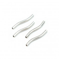 Tubes twistés, Argent 925 rhodié 1.1x21mm x 4pcs