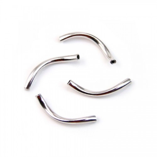 925 Sterling silver rhodium twisted tubes, 1.2x19.5mm  x 2pcs 