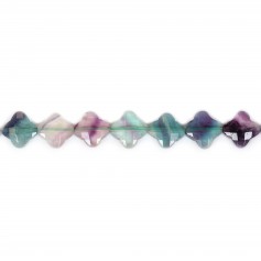 Fluorite trèfle facette 13mm x 40cm