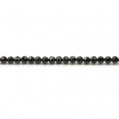Spinelle noir de forme ronde facetté, 3mm x 40cm