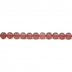 Quartz fraise,de forme rond ,6mm x 39cm