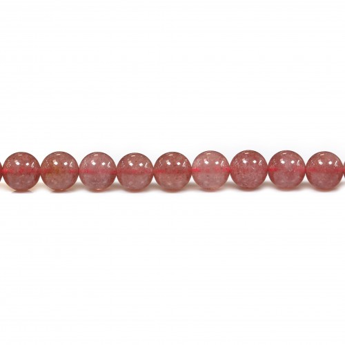 Quartz "strawberry", in round faceted shape, 2.5mm x 39cm