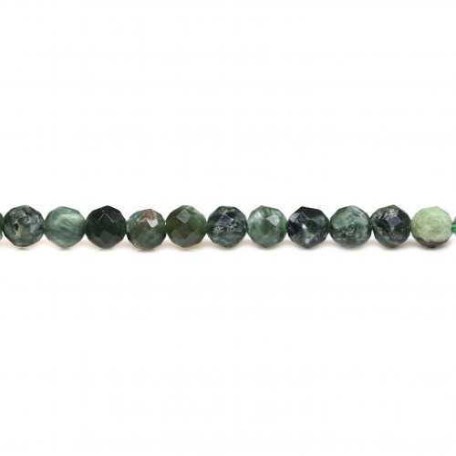 Seraphinite de couleur verte, de forme ronde facette, 4mm x 39cm