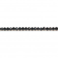 Spinelle noir rond facette 2mm x 34cm