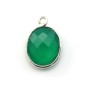 Agate verte ovale facettée sertie sur argent 925 11x13mm x 1pc