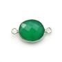 Agate verte ovale facettée 2 anneaux sertie sur argent 925 11x13mm x 1pc