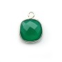 Agate verte en coussin facetté sertie sur argent 925 11mm x 1pc