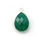 Agate verte goutte facettée sertie sur argent 925 13x17mm x 1pc