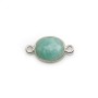 Amazonite ovale facettée sertie sur argent 9x11mm, 2 anneaux x 1pc