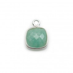 Amazonite carré facettée sertie sur argent 9mm, un anneau x 1pc