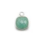 Amazonite carré facettée sertie sur argent 9mm, un anneau x 1pc