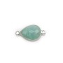 Amazonite goutte  facettée sertie sur argent 11x15mm, 2 anneaux x 1pc