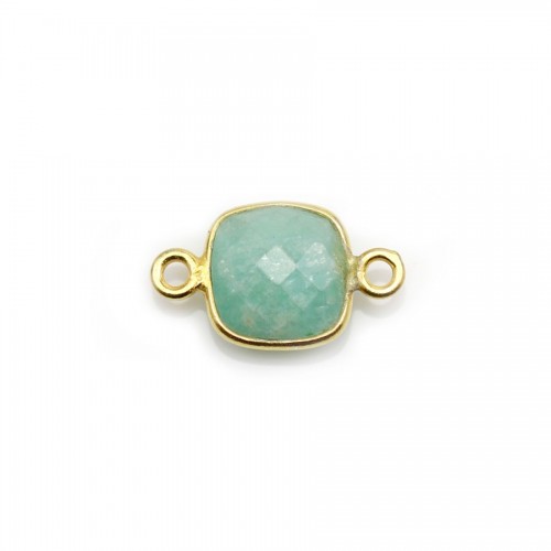 Faceted round chalcedony set in gold-plated silver 11mm x 1pc