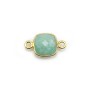 Amazonite carré facettée sertie sur argent 925 doré à l'or fin 9mm, 2 anneaux x 1pc