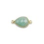 Amazonite goutte  facettée sertie sur argent doré 2 anneaux 11x15mm x 1pc