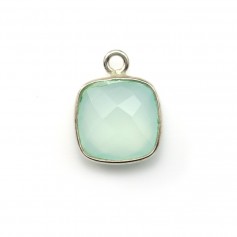 Calcédoine coussin facetté sertie sur argent 925 11mm x 1pc