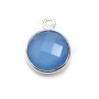 Calcédoine bleu ronde facettée sertie sur argent 11mm x 1pc