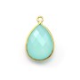 Calcédoine goutte facettée sertie sur argent doré 13x17mm x 1pc