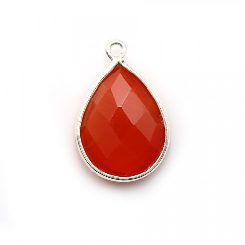 Gocce sfaccettate di corniola in argento 13x17 mm x 1 pezzo