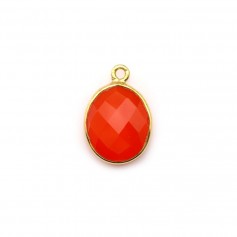 Cornaline ovale facettée sertie sur argent doré 9x11mm x 1pc