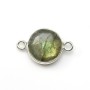 Labradorite ronde sertie sur argent 925 avec 2 anneaux 11mm x 1pc