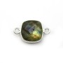 Labradorite coussin facette sertie sur argent 925 2 anneaux 11mm x 1pc