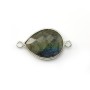 Labradorite goutte facette sertie sur argent 925 2 anneaux 13x17mm x 1pc