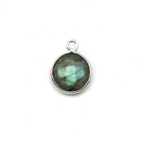 Labradorite ronde sertie sur argent un anneau, 9mm x 1pc