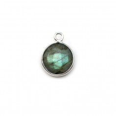 Labradorite ronde sertie sur argent un anneau, 9mm x 1pc