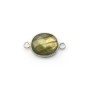 Labradorite ovale facette sertie sur argent 2 anneaux 9x11mm x 1pc