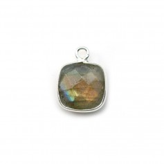 Labradorite coussin facette sertie sur argent un anneau, 9mm x 1pc