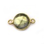 Labradorite ronde sertie sur argent doré 2 anneaux 11mm x 1pc