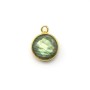 Labradorite ronde facetté sertie sur argent 925 doré à l'or fin, 1 anneau, 9mm x 1pc
