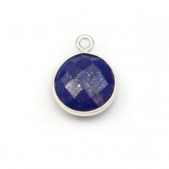 Lapis lazuli de forme ronde, 1 anneau, serti en argent, 11mm x 1pc