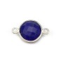Lapis lazuli de forme ronde, 2 anneaux, serti en argent, 11mm x 1pc