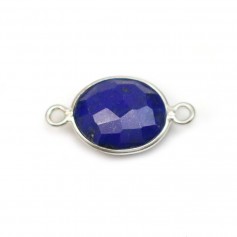 Lapis lazuli de forme ovale, 2 anneaux, serti en argent, 11x13mm x 1pc