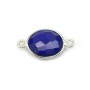 Lapis lazuli de forme ovale, 2 anneaux, serti en argent, 11x13mm x 1pc