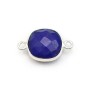 Lapis lazuli de forme carré, 2 anneaux, serti en argent, 11mm x 1pc