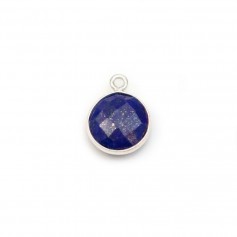 Lapis lazuli de forme ronde, 1 anneau, serti en argent, 9mm x 1pc